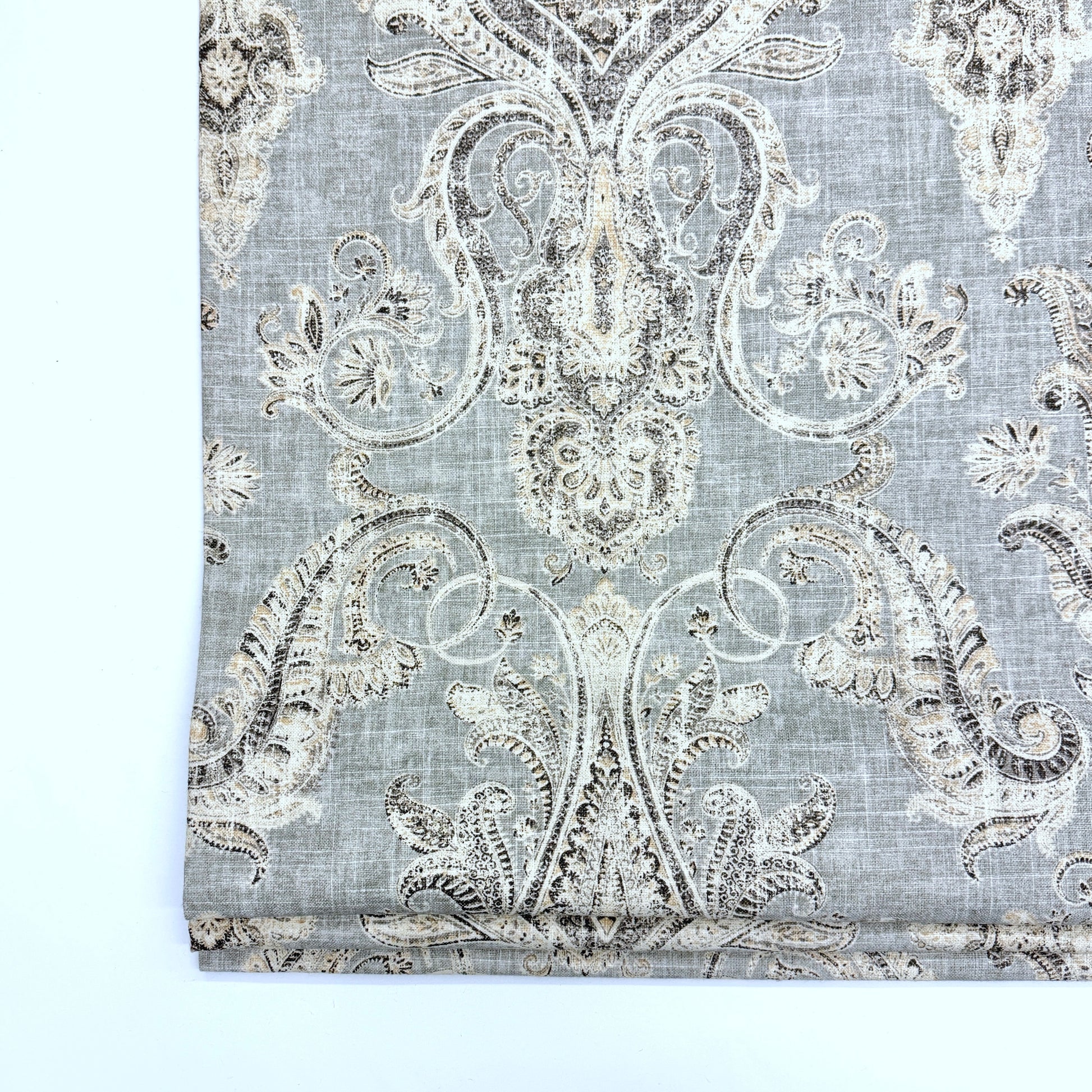 Vintage Damask Grey Linen Custom Flat Roman Shade/CL1188 - Classic & Modern Home