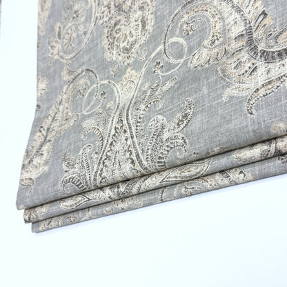 Vintage Damask Grey Linen Custom Flat Roman Shade/CL1188 - Classic & Modern Home