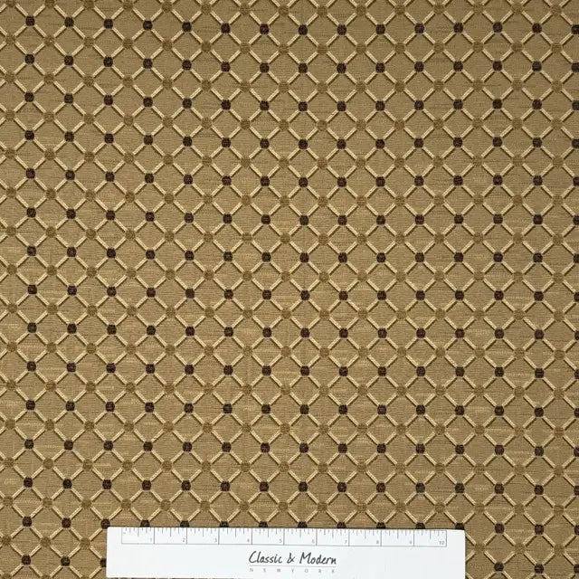 Golden Brown Geometric Trellis Jacquard Fabric Flat Roman Shade, CL1187
