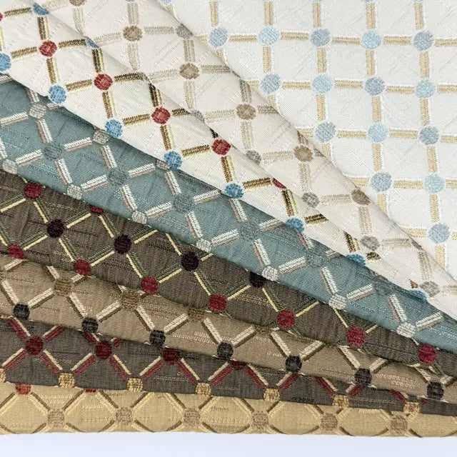 Green Beige Geometric Trellis Jacquard Fabric Flat Roman Shade, CL1187