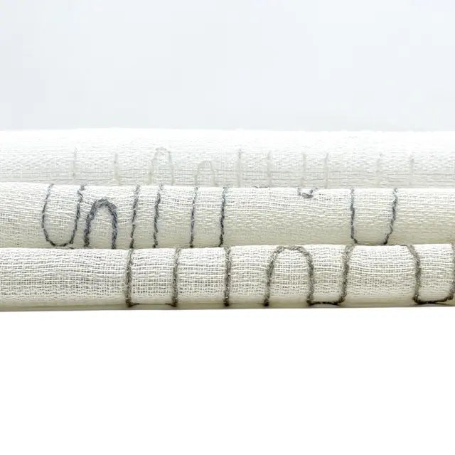 Modern Abstract Line Embroidered Blend Linen Fabric By The Yard, 58"Width, CL1062