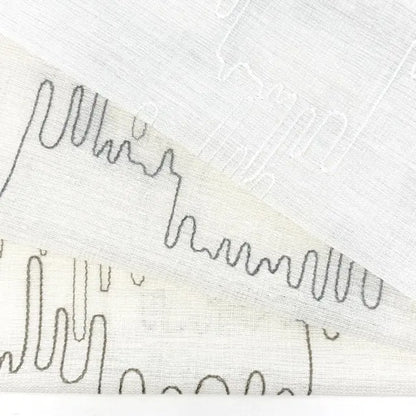 Modern Abstract Line Embroidered Blend Linen Fabric By The Yard, 58"Width, CL1062