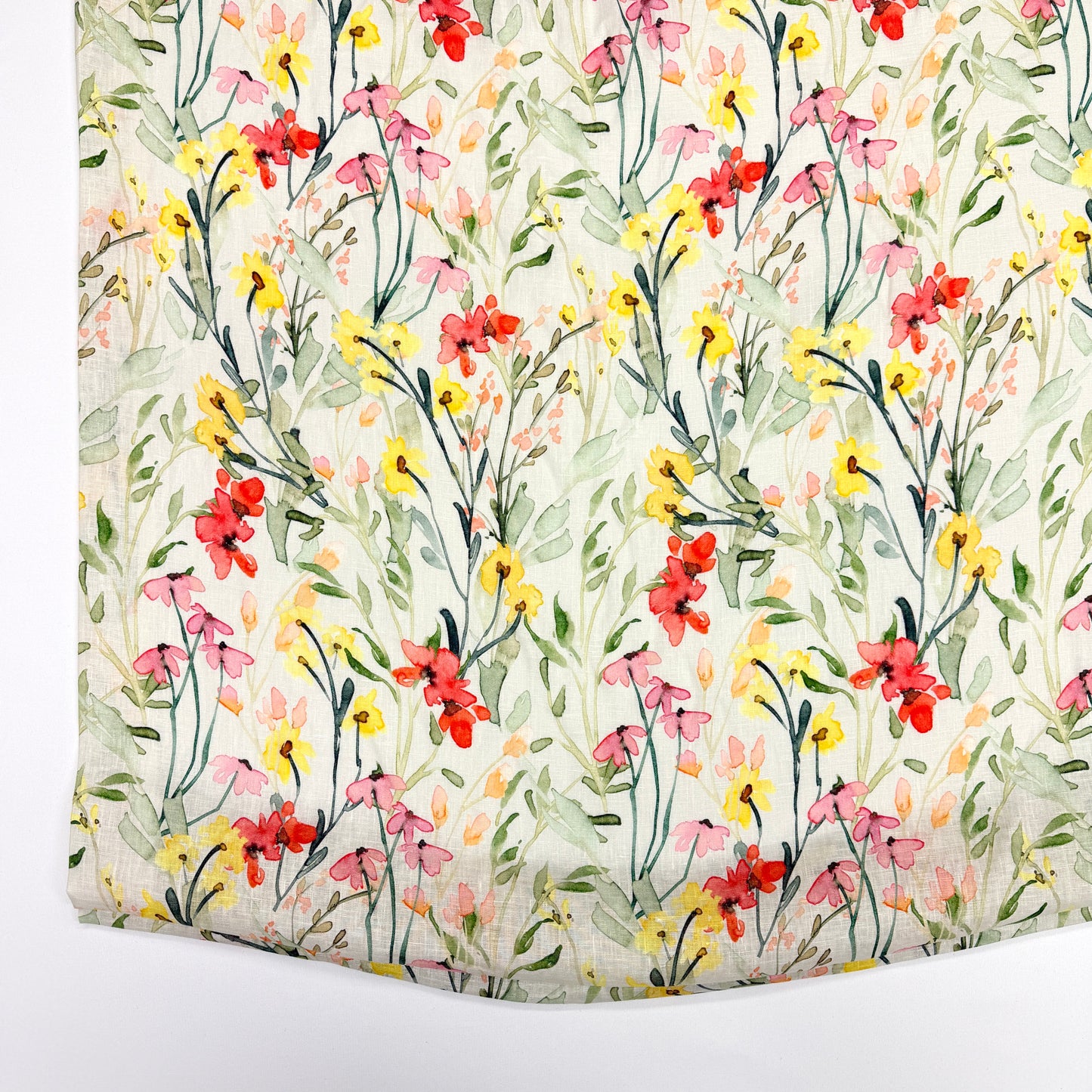 Water Color Floral Light Weight 100% Linen Relaxed Roman Shade, CL1117