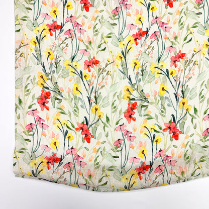 Water Color Floral Light Weight 100% Linen Relaxed Roman Shade, CL1117