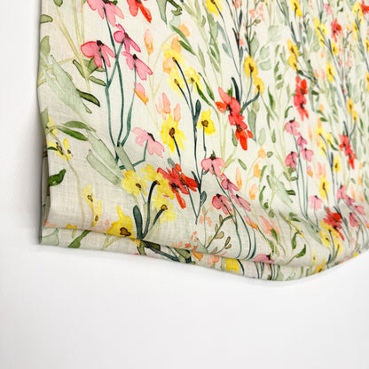 Water Color Floral Light Weight 100% Linen Relaxed Roman Shade, CL1117