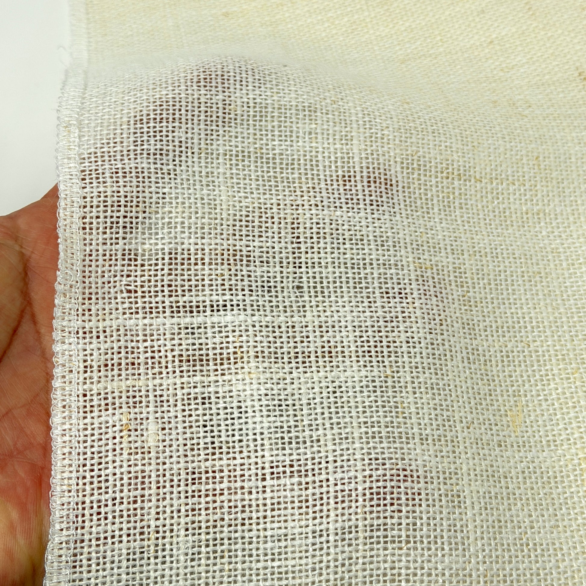 White & Ecru 100% Sheer Linen Fabric By The Yard/CL1054 - Classic & Modern Home