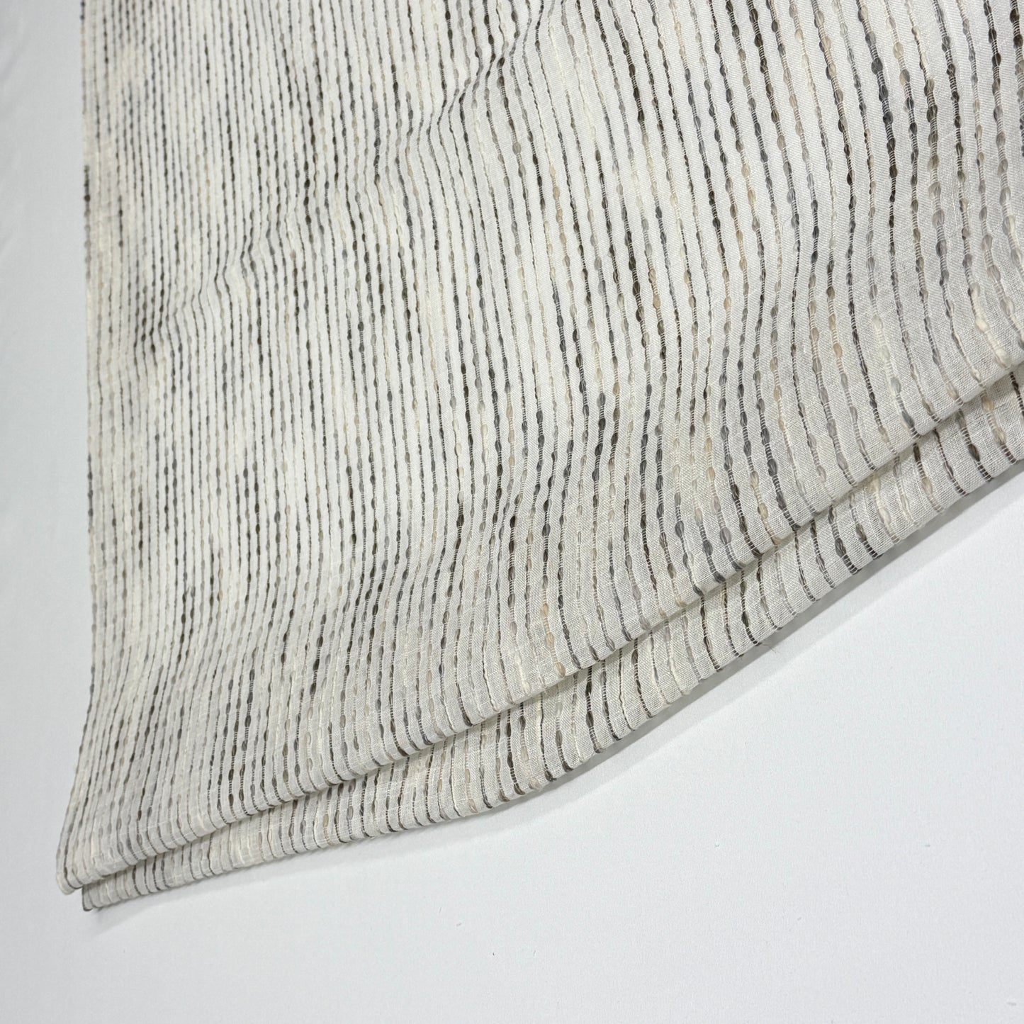 Grey Embroidered Stripe Sheer Linen Fabric Relaxed Roman Shade, CL1032