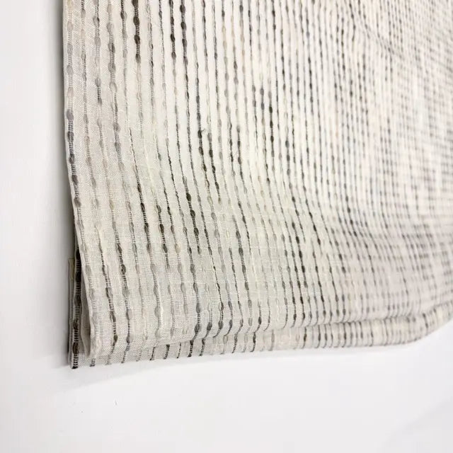 Grey Embroidered Stripe Sheer Linen Fabric Relaxed Roman Shade, CL1032