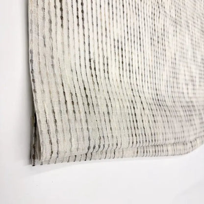 Grey Embroidered Stripe Sheer Linen Fabric Relaxed Roman Shade, CL1032