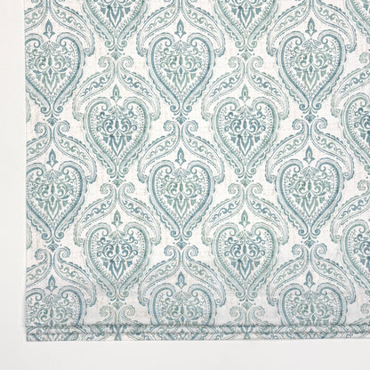 Damask Floral Ciel Cotton Duck Flat Roman Shade, CL1200