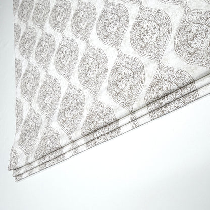 Damask Floral Gray Cotton Duck Flat Roman Shade, CL1201