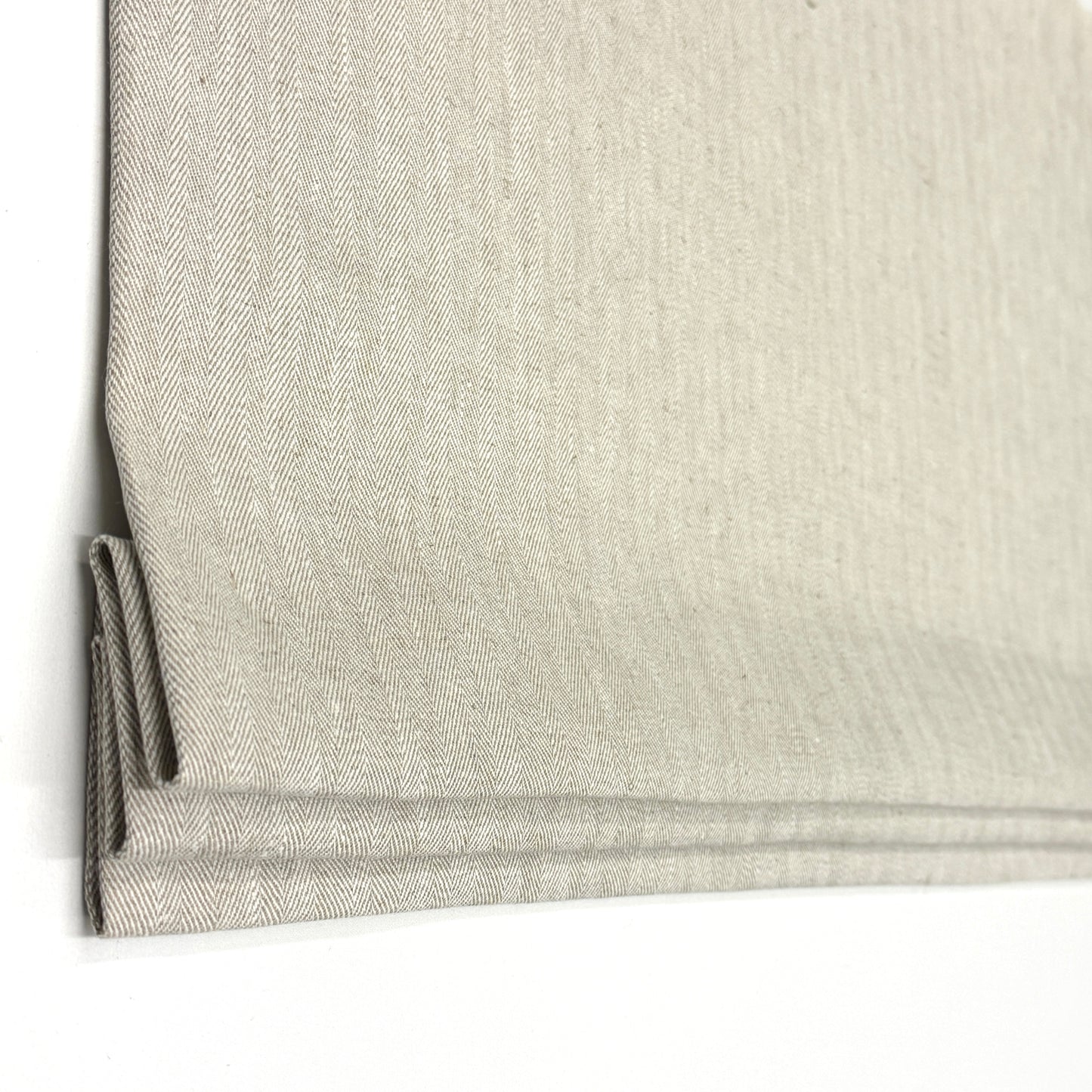 Herringbone Pattern 100% Natural Linen Flat Custom Farmhouse Modern Roman Shade, CL1047