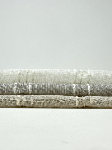 Sheer Linen Fabric with Embroidered Dots & Stripes / 54" Width / CL1126