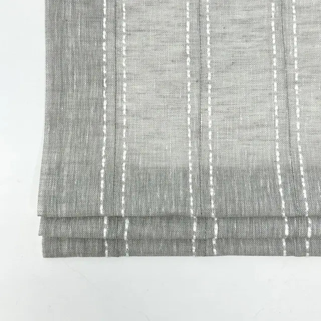 Embroidery Dot and Texture Stripe sheer Linen Flat Roman Shade, CL1126