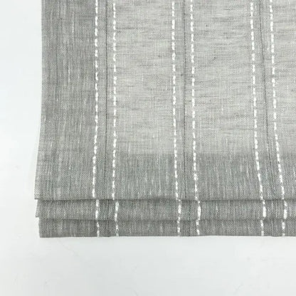 Embroidery Dot and Texture Stripe sheer Linen Flat Roman Shade, CL1126