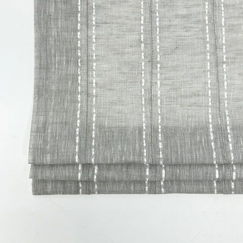 Embroidery Dot and Texture Stripe sheer Linen Flat Roman Shade / CL1126