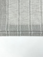 Embroidery Dot and Texture Stripe sheer Linen Flat Roman Shade / CL1126