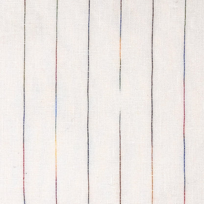 Thin Striped Multicolor 100% Natural Linen Fabric by the Yard, 53" Width, CL1043