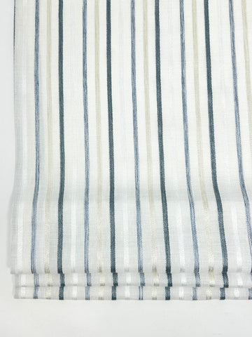 Beige ivory striped 100% Linen Casual Flat Roman Shade