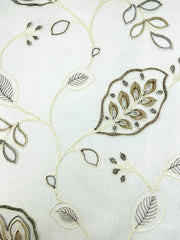 Embroidery Floral Ivory Linen Blend Flat Roman Shade/CL1011