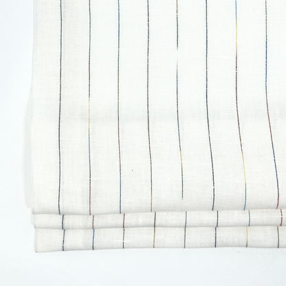 Thin Striped Multi Colors 100% Natural Linen Flat Relaxed Casual Roman Shade/CL1043 - Classic & Modern Home