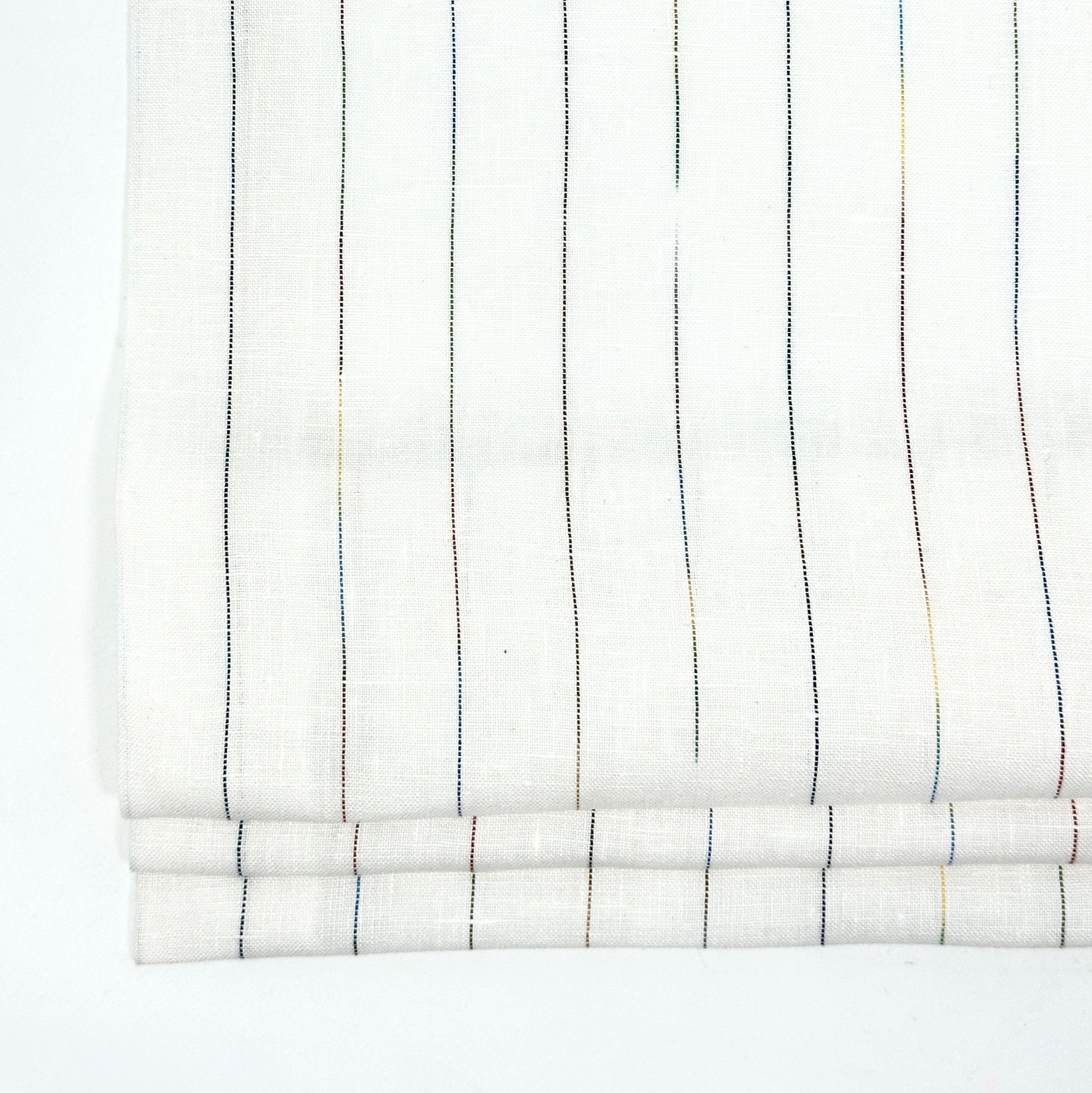 Thin Striped Multicolor 100% Natural Linen Fabric by the Yard/53" Width/CL1043 - Classic & Modern Home