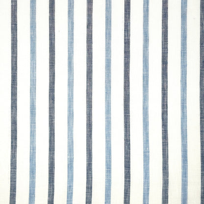 Blue Grey Striped 100% Natural Linen Flat Relaxed Casual Roman Shade/CL1046 - Classic & Modern Home