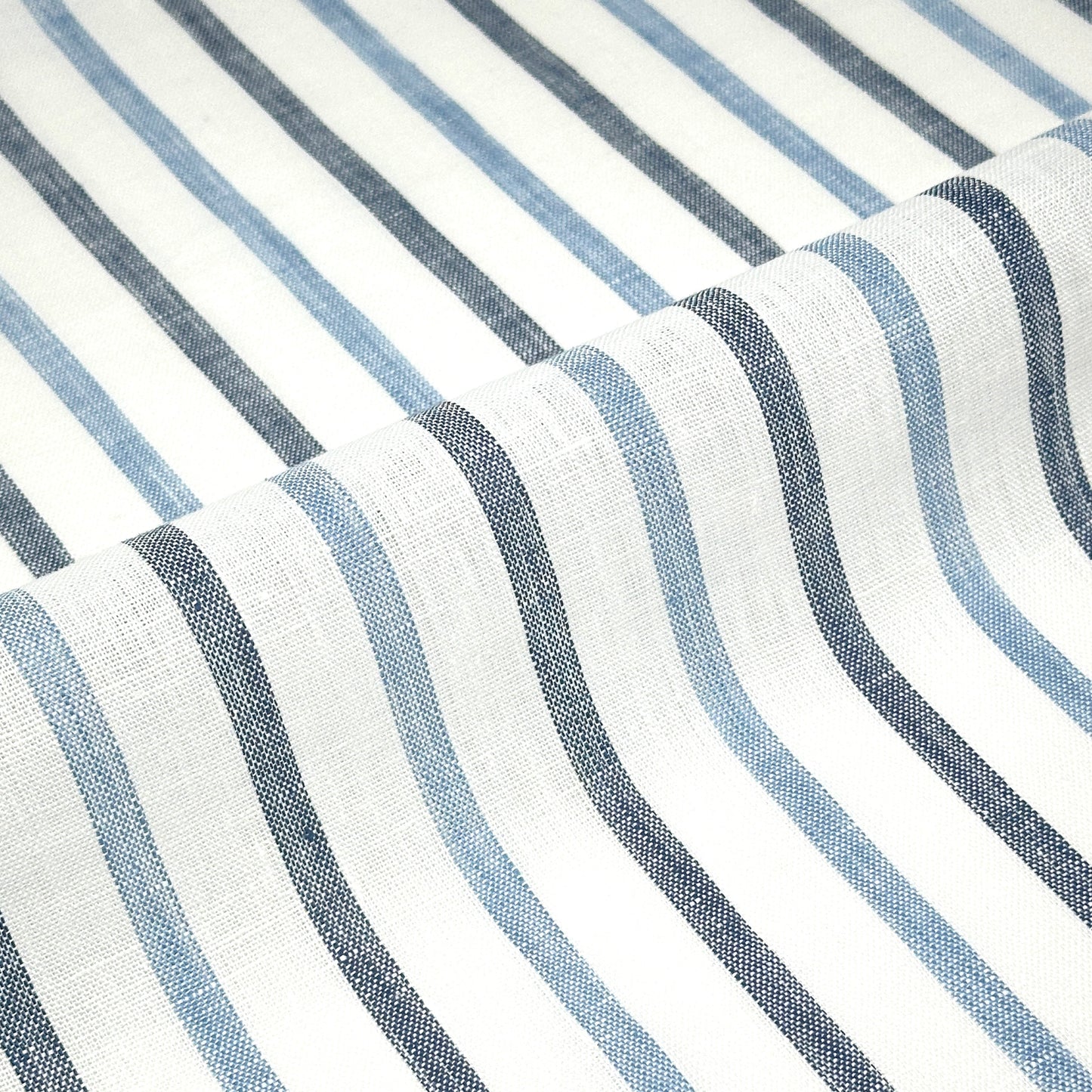 Blue Grey Striped 100% Natural Linen Flat Relaxed Casual Roman Shade/CL1046 - Classic & Modern Home