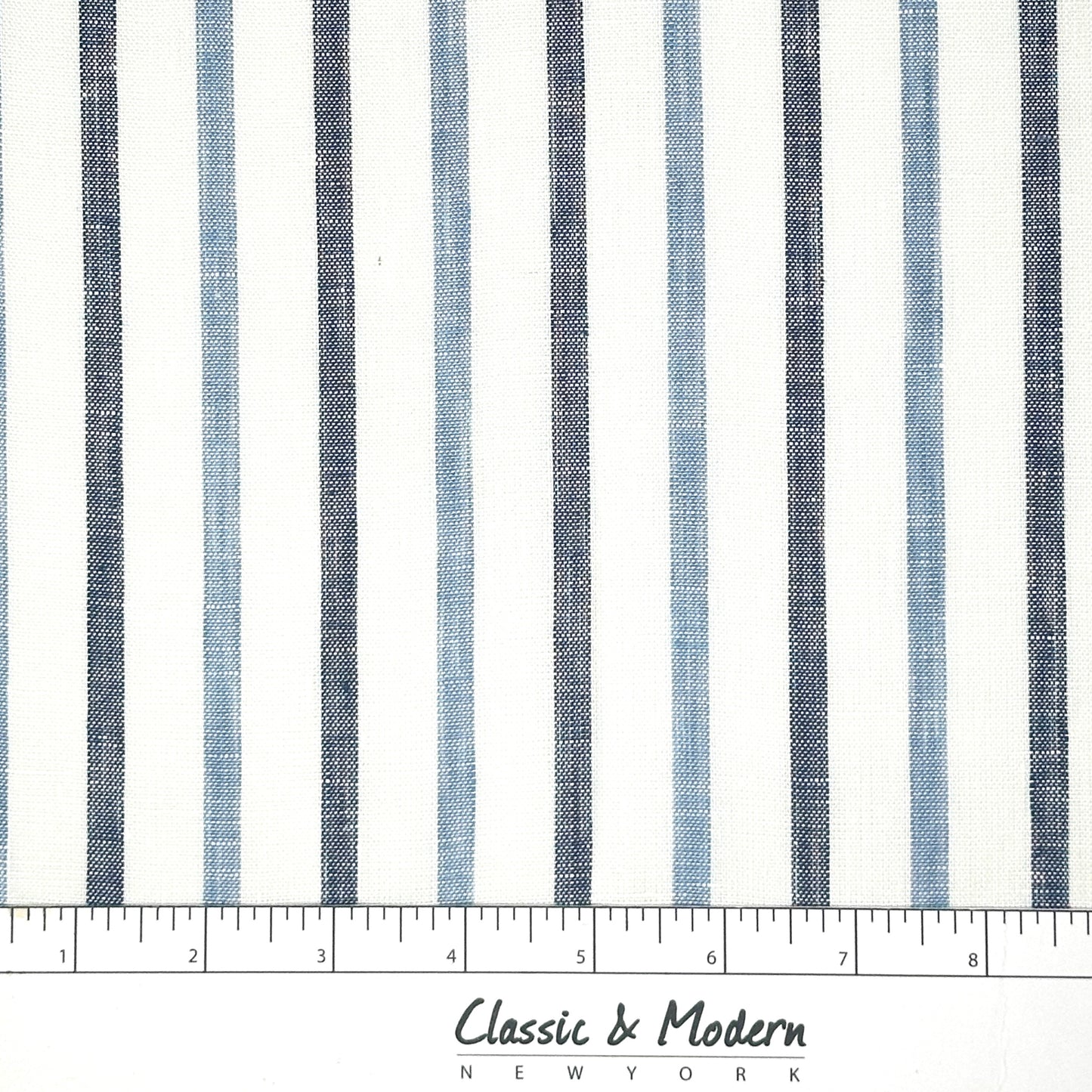 Blue Grey Striped 100% Natural Linen Flat Relaxed Casual Roman Shade/CL1046 - Classic & Modern Home