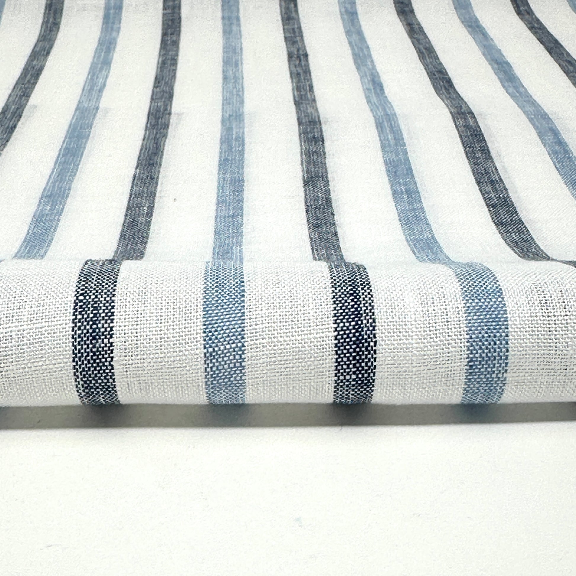 Blue Grey Striped 100% Natural Linen Flat Relaxed Casual Roman Shade/CL1046 - Classic & Modern Home