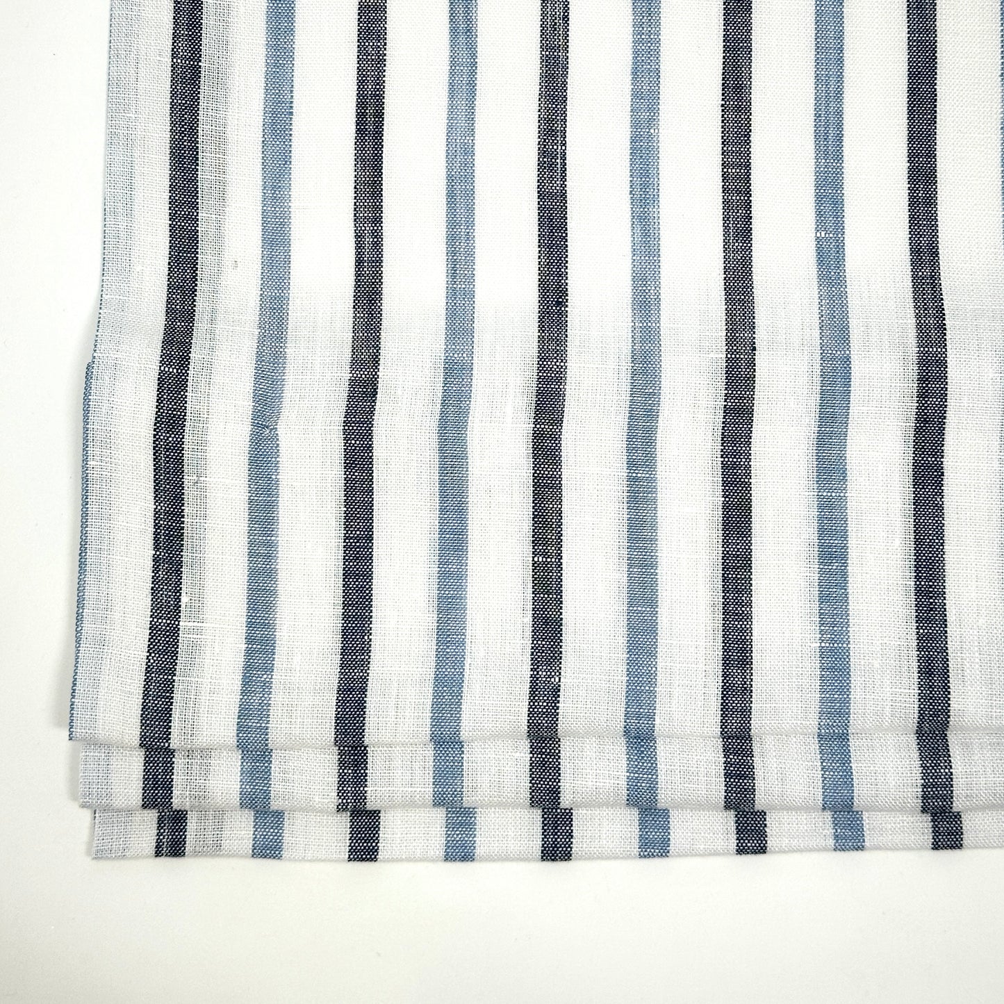Blue Grey Striped 100% Natural Linen Flat Relaxed Casual Roman Shade/CL1046 - Classic & Modern Home