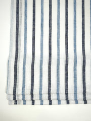 Blue Grey Striped 100% Natural Linen Fabric By The Yard / 53" Width / CL1046