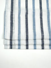 Blue Grey Striped 100% Natural Linen Fabric By The Yard / 53" Width / CL1046