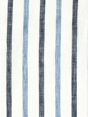 Blue Grey Striped 100% Natural Linen Fabric By The Yard / 53" Width / CL1046