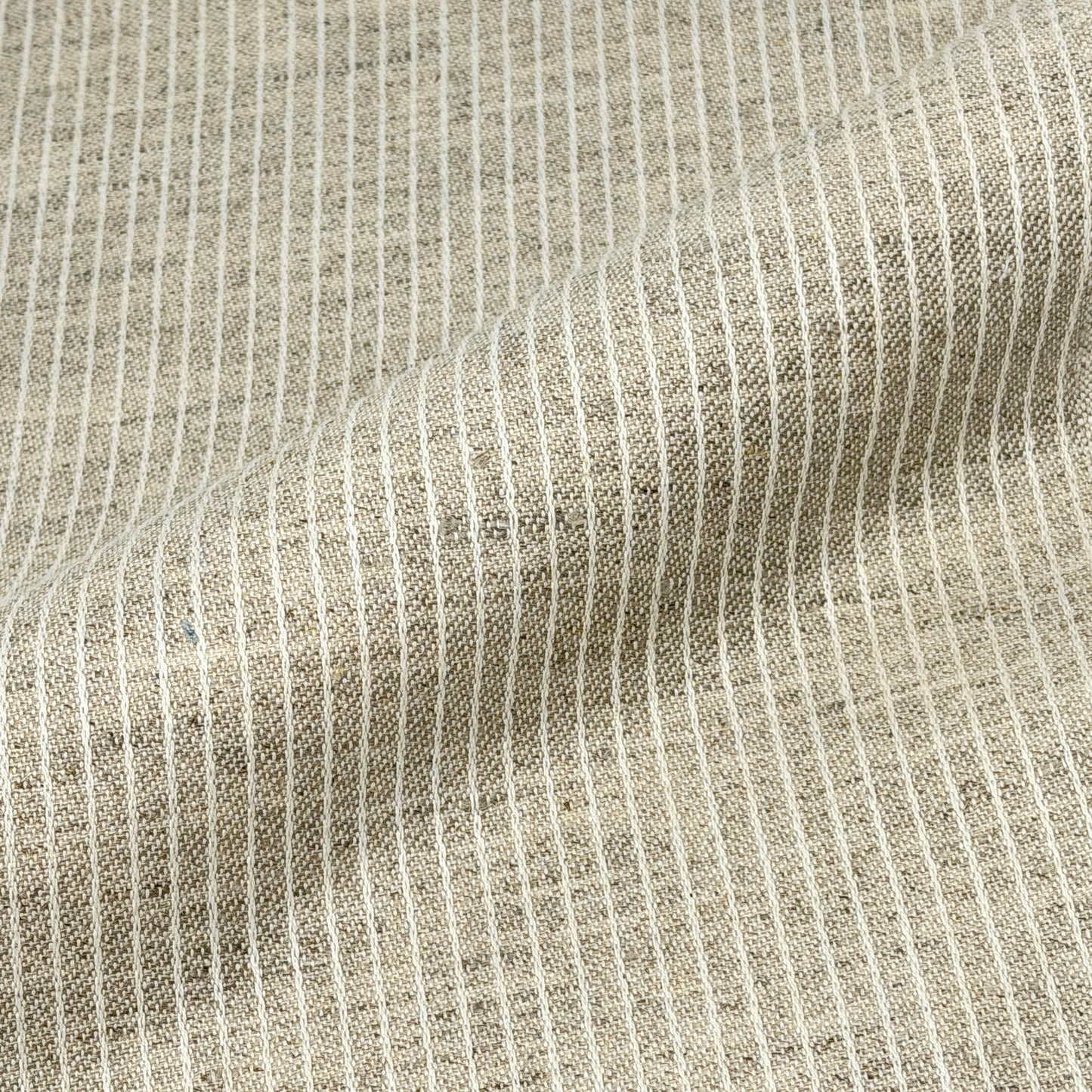 Beige ivory striped 100% Linen Casual Flat Roman Shade, CL1199