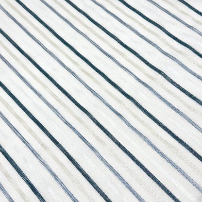 Sheer Linen Embroidery Stripe Farmhouse Flat Casual Roman Shade, CL1033