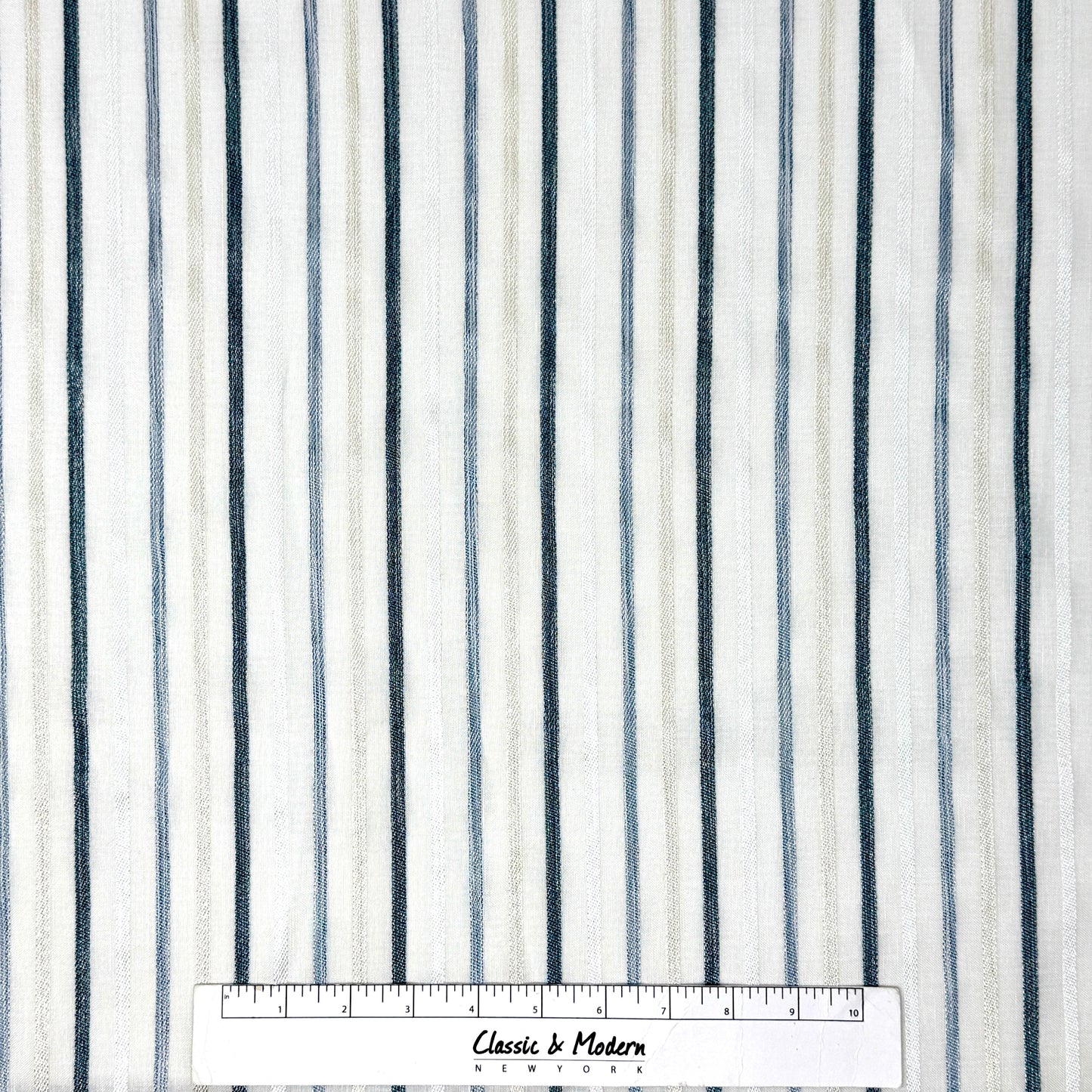 Sheer Linen Embroidery Stripe Farmhouse Flat Casual Roman Shade, CL1033