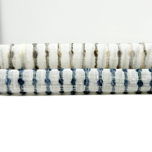 Embroidered Stripe Sheer Blend Linen Fabric by the Yard | 118"Width | CL1032