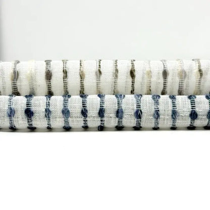 Grey Embroidered Stripe Sheer Linen Fabric Relaxed Roman Shade, CL1032