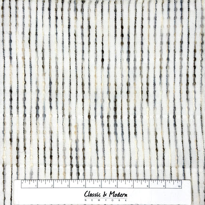 Grey Embroidered Stripe Sheer Linen Fabric Relaxed Roman Shade, CL1032