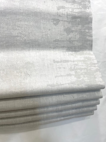 Grey Border White 100% Natural Linen Custom Relaxed Roman Shade/CL1010