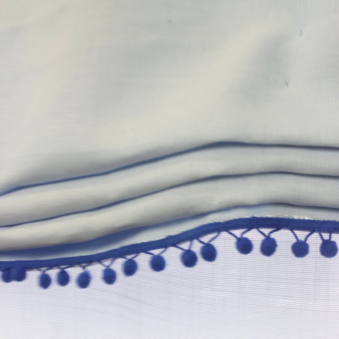 Blue Linen Kid Relaxed Roman Shade with Blue Pom Pom, Blackout Nursery Shade/CL1010 - Classic & Modern Home