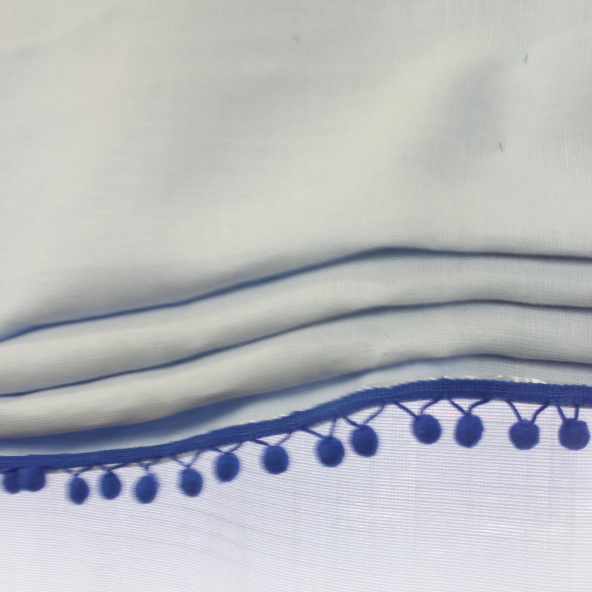 Blue Linen Kid Relaxed Roman Shade with Blue Pom Pom, Blackout Nursery Shade/CL1010 - Classic & Modern Home