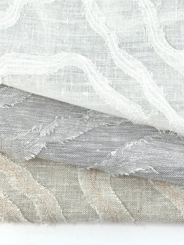 Ruffled Embroidery Blend Linen Fabric / 54" Wide / CL1156