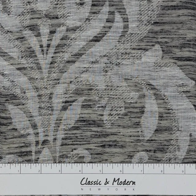 Elegant Botanical Scroll Sheer Blend Linen Fabric By The Yard, 60"Width, CL1168