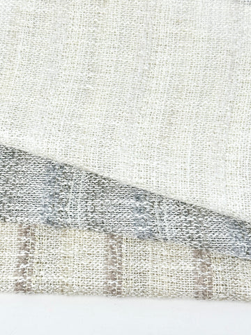 Striped Textured Embroidery Blend Linen Fabric by the Yard / 118" Width / CL1143