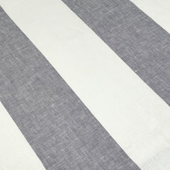 White & Dark Gray 5" Striped 100% Natural Linen Flat Roman Shade/CL1026
