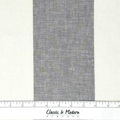 Ciel and White Gray 100% Linen Wide Stripe Flat Roman Shade/CL1026