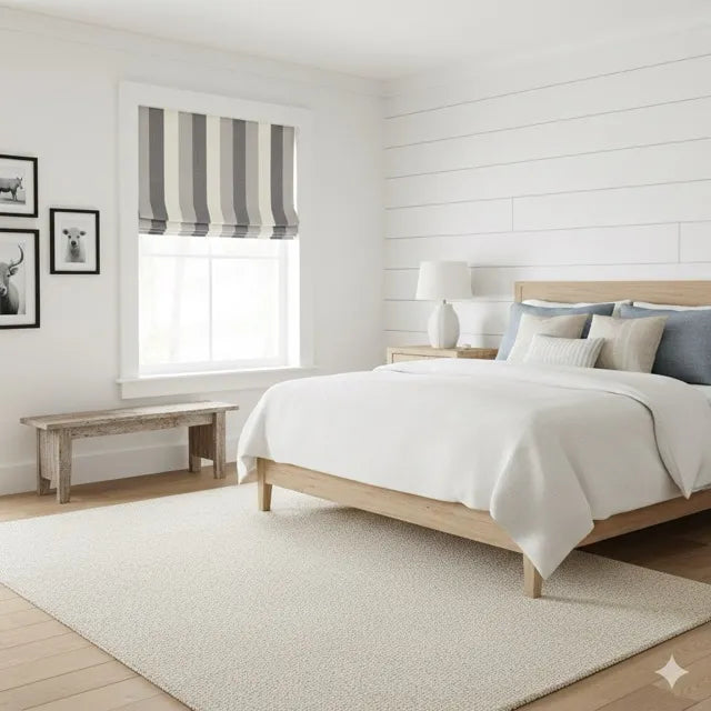 Modern Farmhouse Dark Stripe Flat Roman, CL1193