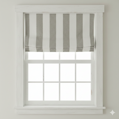 100% Linen Natural Color 3" Stripe Linen Roman Shade/CL1055